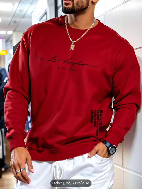 Herren Sweatshirt Rot Los Angeles