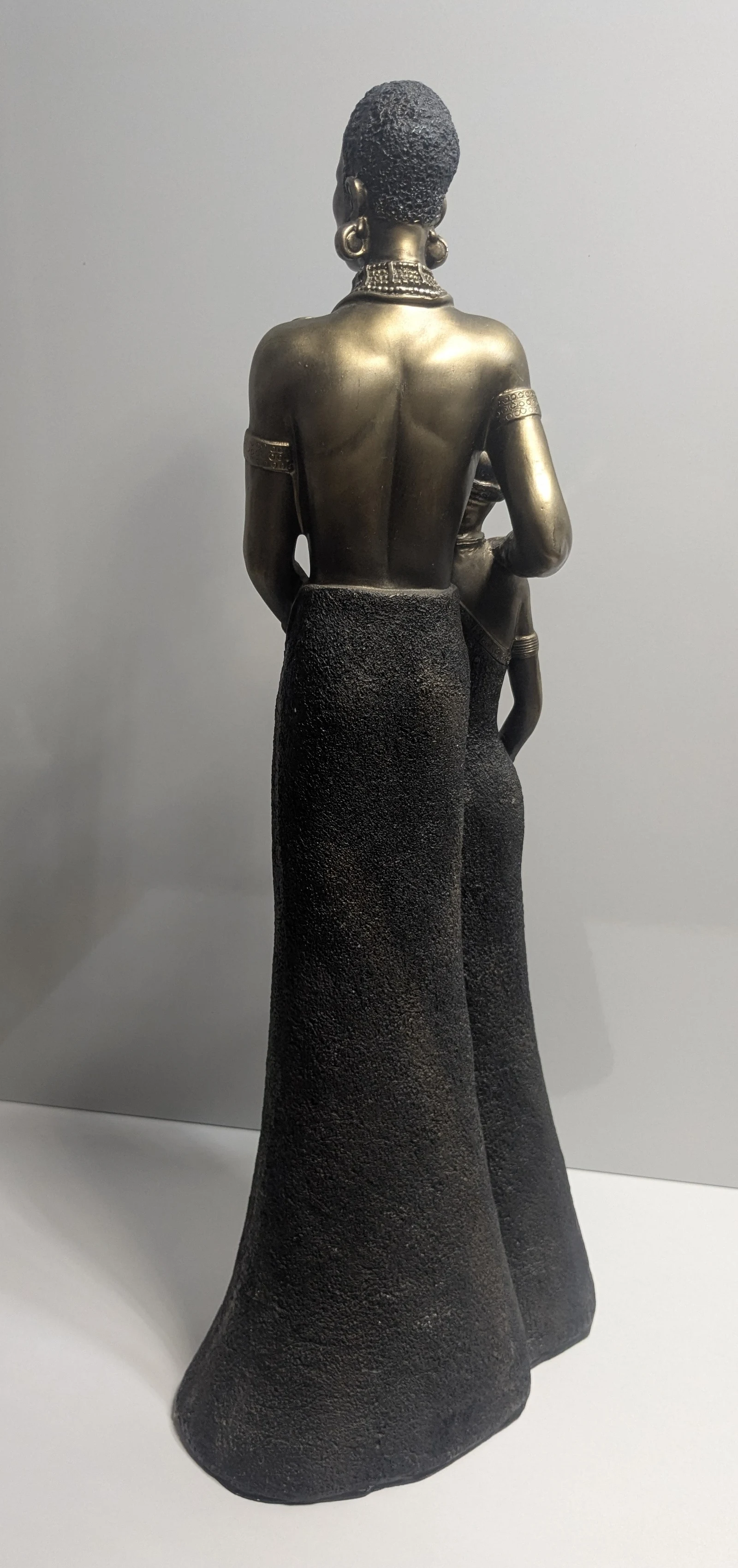 Afrikanische Familie Figur 51cm Bronze Optik Skulptur Vater Tochter Deko Staue