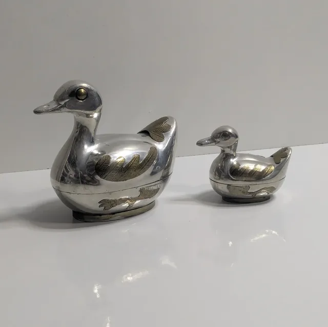 Raumkunst Witzemann Enten Set Deckeldosen Metall Vintage Schmuckdose Bonbonniere